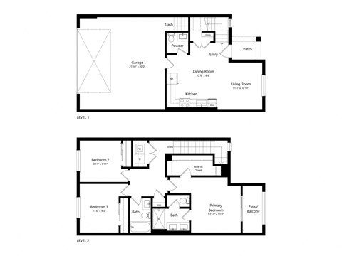 a floor plan of a house with two different floor plans of the same